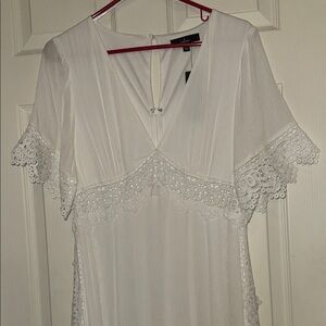 Lulu's White Lace Detail Maxi Dress